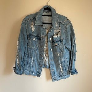 Top Shop Ripped Oversized Jean Jacket